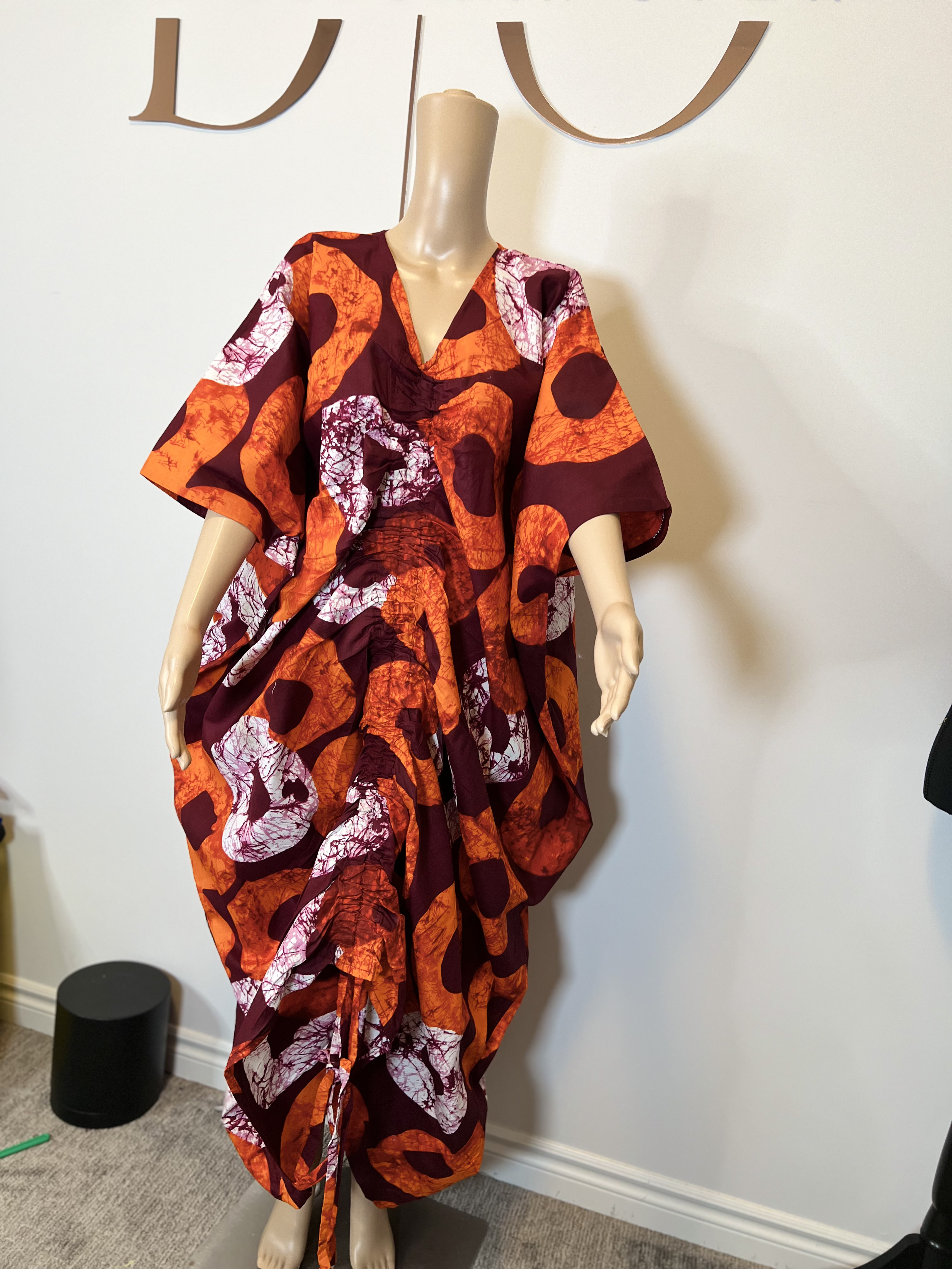 Ankara Drawstring Butterfly dress