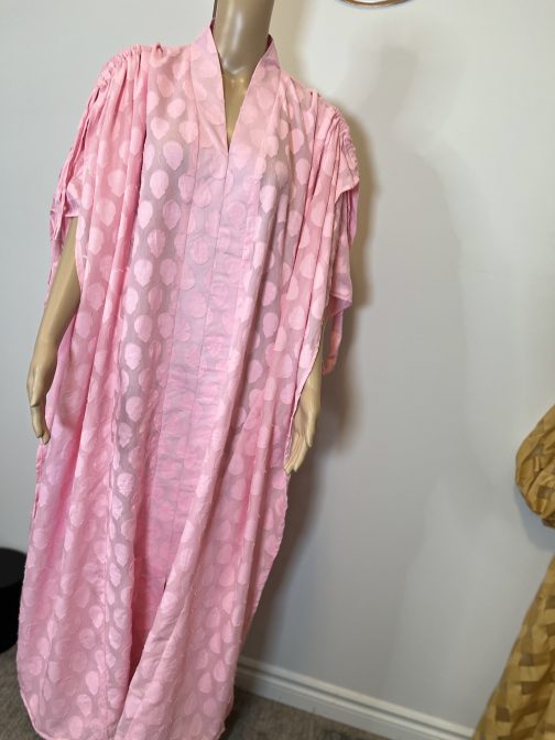 Jacquard Drawstring shoulder Abaya - Image 3