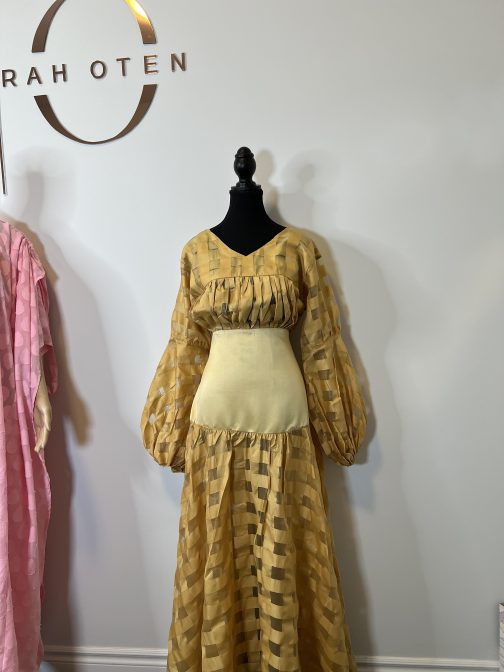 Yellow Jacquard dress - Image 2