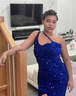 Blue sequined cut out