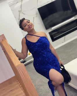 Blue sequined cut out