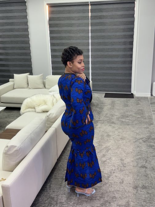 Blue Ankara wrap dress - Image 3