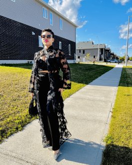 Black 3D long sleeves jacket