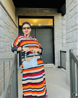Multi-colored Ankara long shift dress
