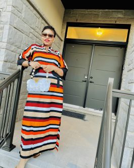 Multi-colored Ankara long shift dress